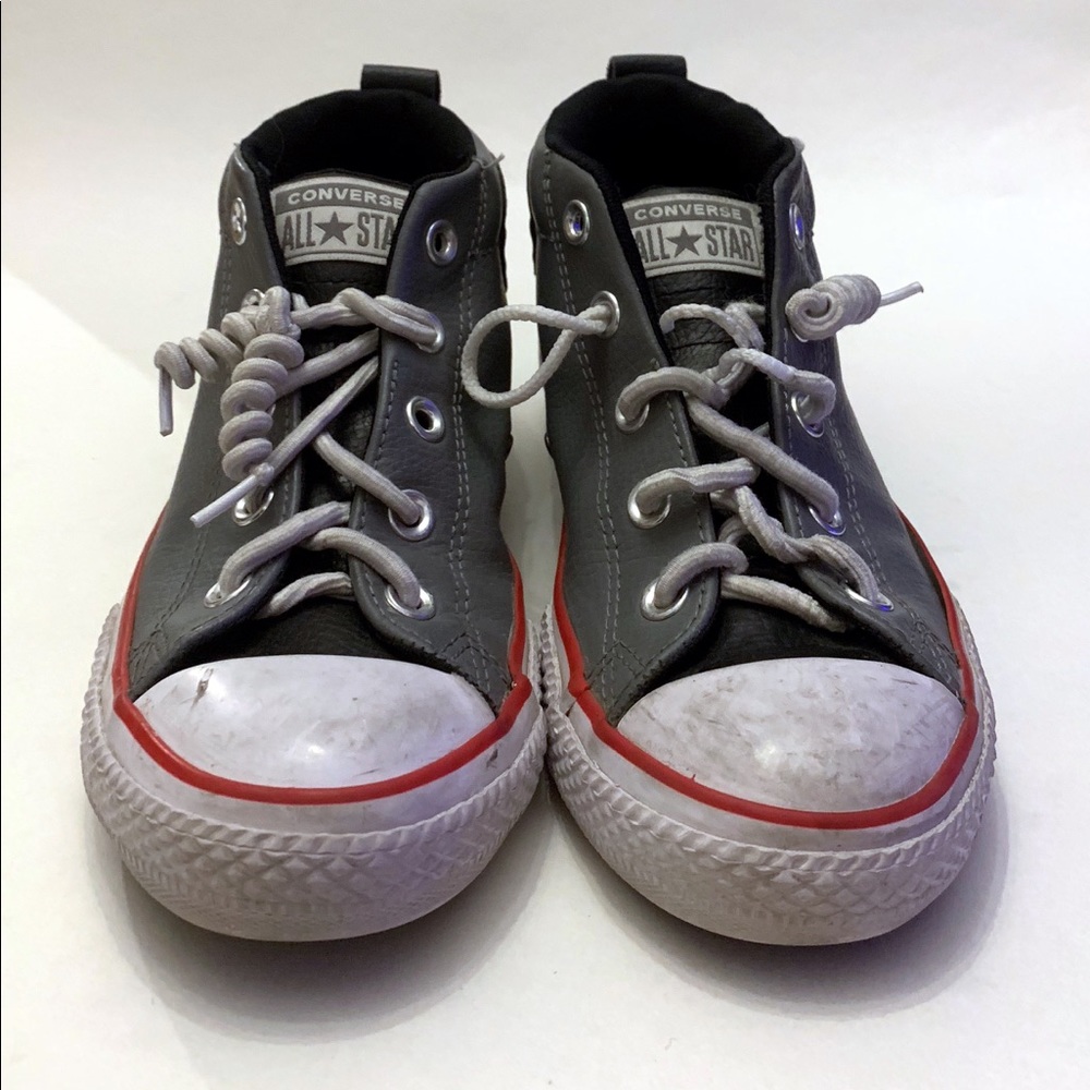 Converse Street Gray Leather Kids Size 3 Junior